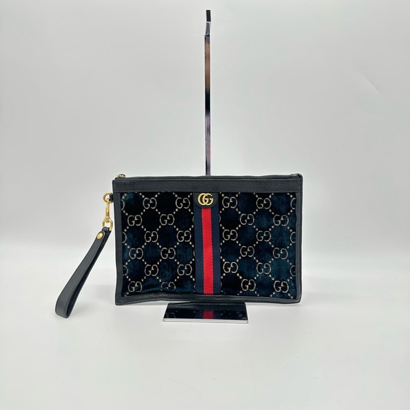 Gucci Handbags - Gucci GG Logo Velvet Pouch Clutches